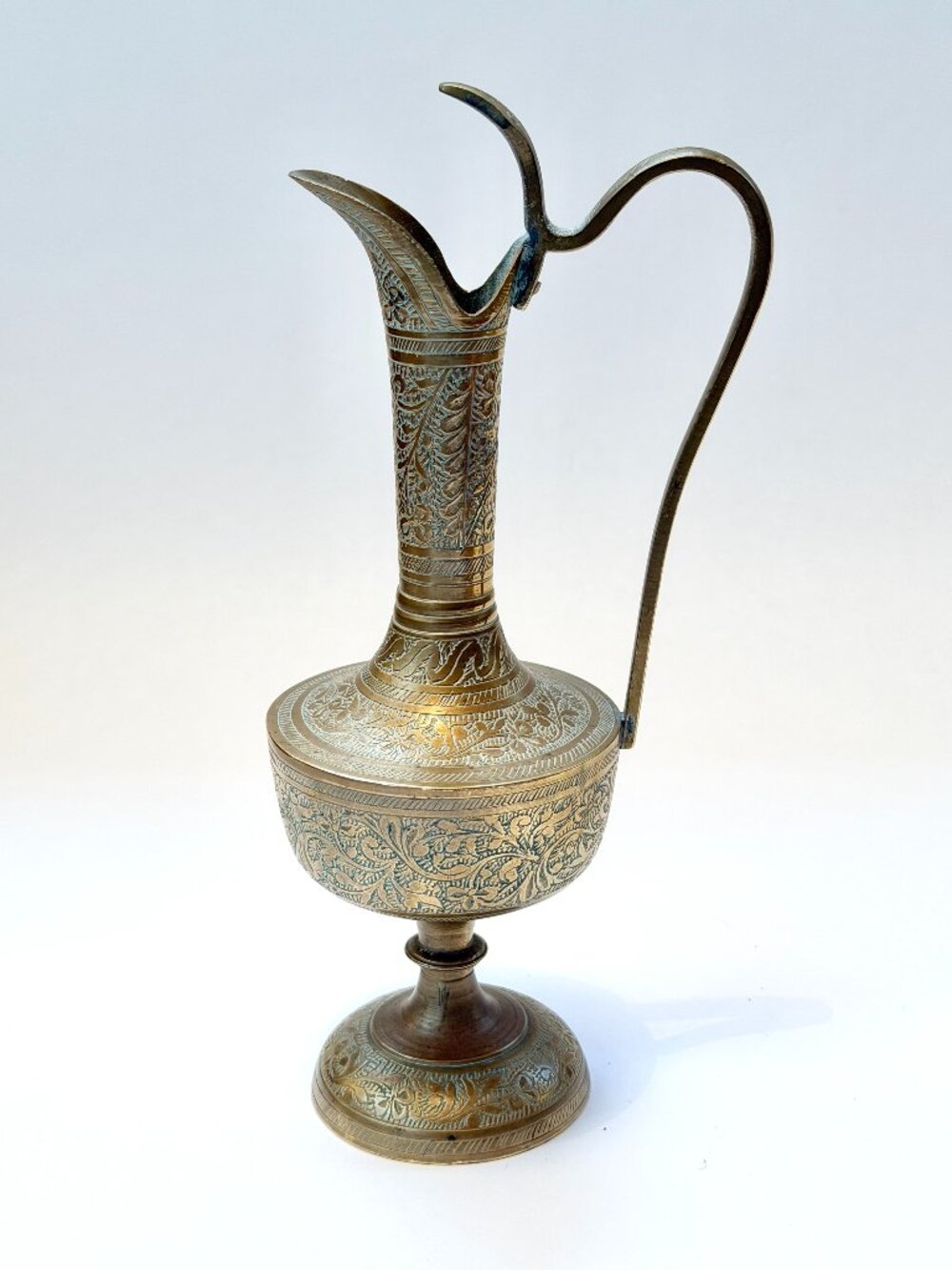 Vintage Engraved Brass Ewer Pitcher – Made in India